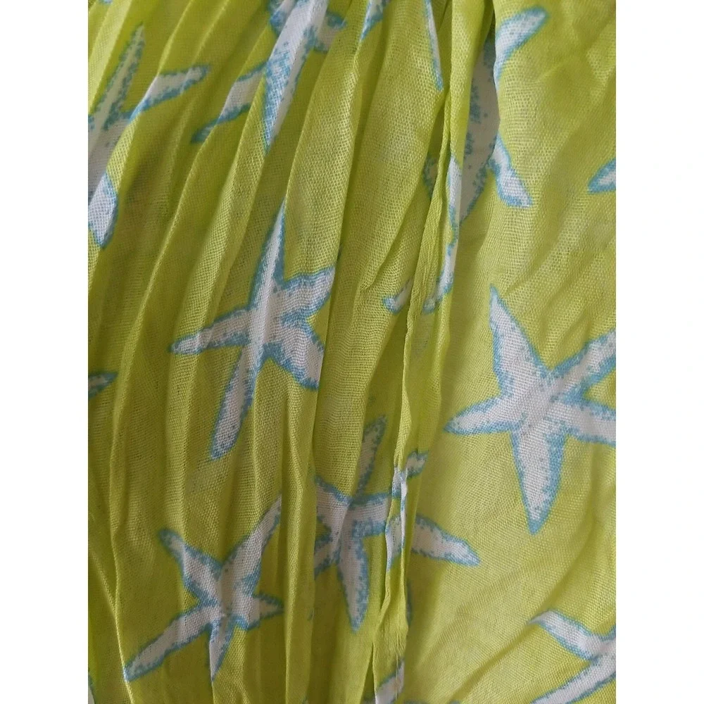 Joy Susan Womens STARFISH Yellow Scarf Wrap Multicolor‎ Made USA 70 x 19 in FUN!